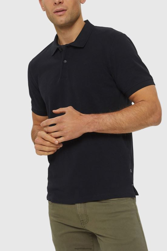 Esprit Polo in piquet di cotone pima nero uomini polo 4RNDH923